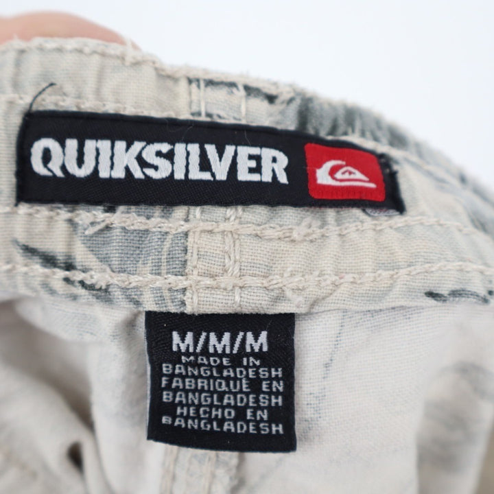 Quiksilver Swim Short Mens M White Tropical Print Cotton Elastic Waist Swimwear