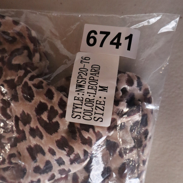 Naked Wardrobe Leopard Print Twist Front Long Sleeve Crop Top Brown S