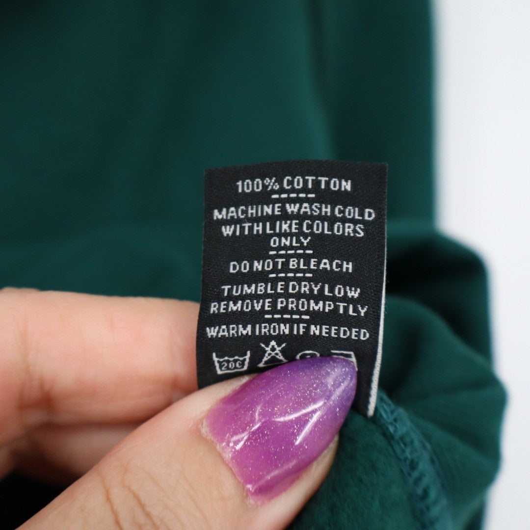 American Giant Hoodie Womens Small Green Logo Fleece Lined Cotton Warm Full Zip