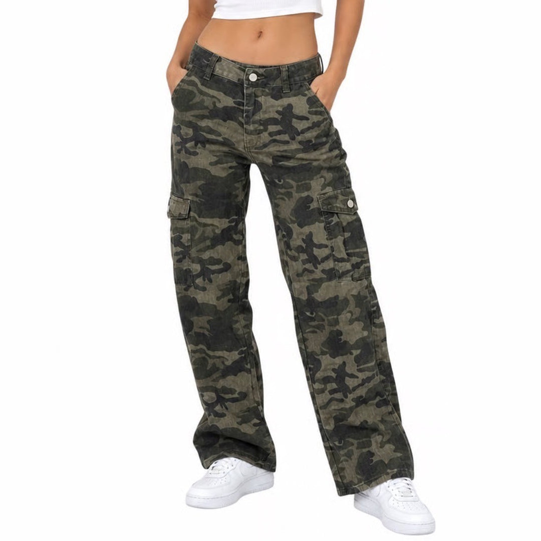 SHEIN Cargo Pants Women XS Petite Green Camo Utility Excellent