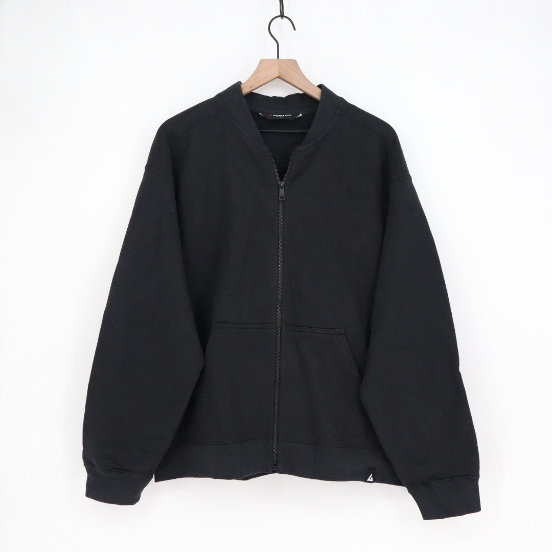American Giant Fleece Bomber Jacket Mens Large Black Full Zip Cotton Relaxed Fit