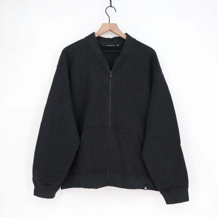 American Giant Fleece Bomber Jacket Mens Large Black Full Zip Cotton Relaxed Fit