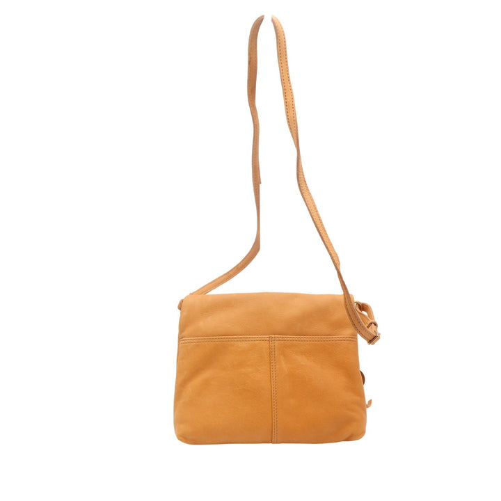 Margot New York Mustard Yellow Leather Foldover Crossbody Bag Gold Hardware