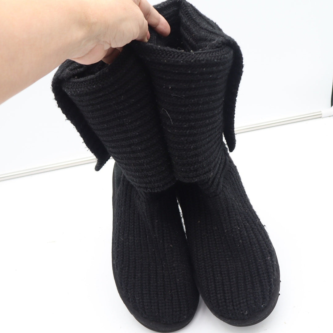UGG Cardy Black Knit Button Slouch Sweater Boots Womens Size 9