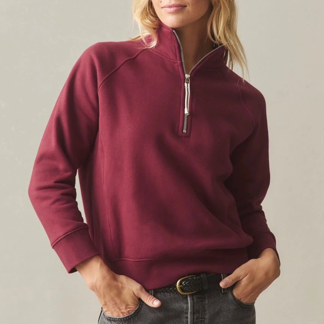 American Giant Midweight Sweatshirt Womens M Pomegranate Half Zip Long Sleeve