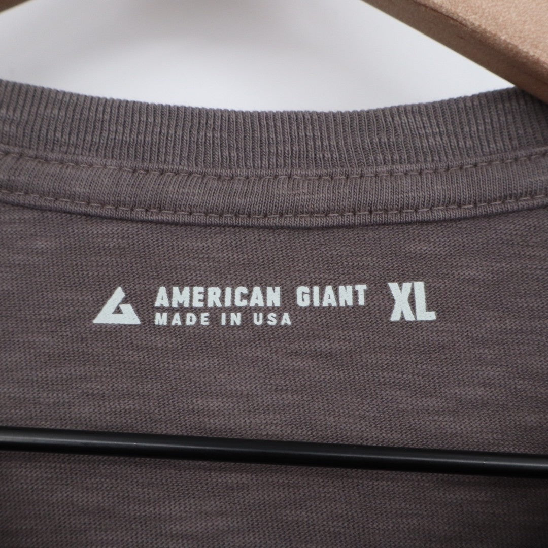 American Giant Premium Slub T-Shirt Mens XL Gray Cotton Crew Neck Long Sleeve
