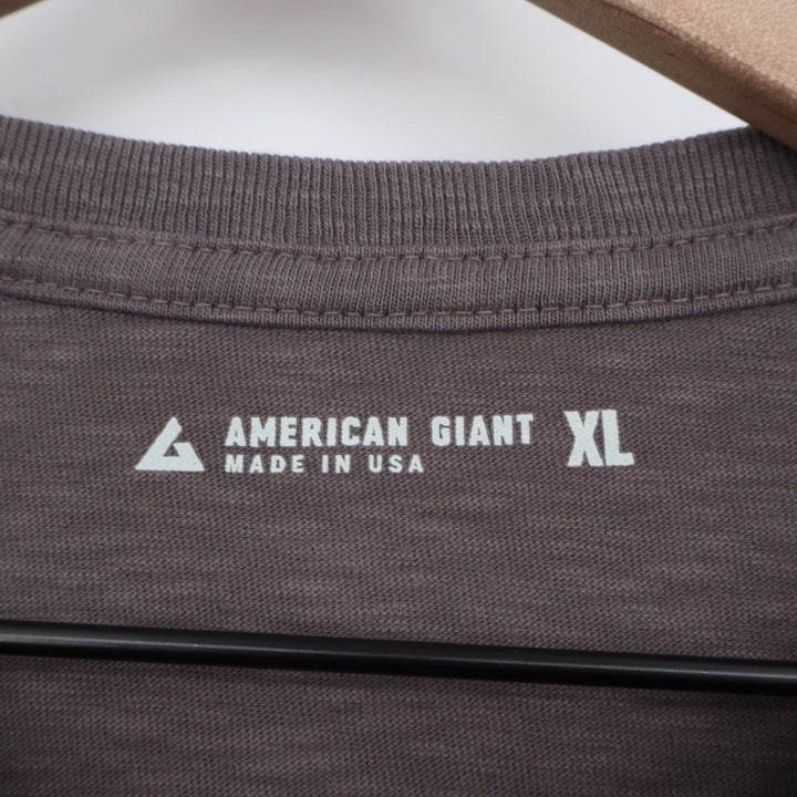 American Giant Premium Slub T-Shirt Mens XL Gray Cotton Crew Neck Long Sleeve