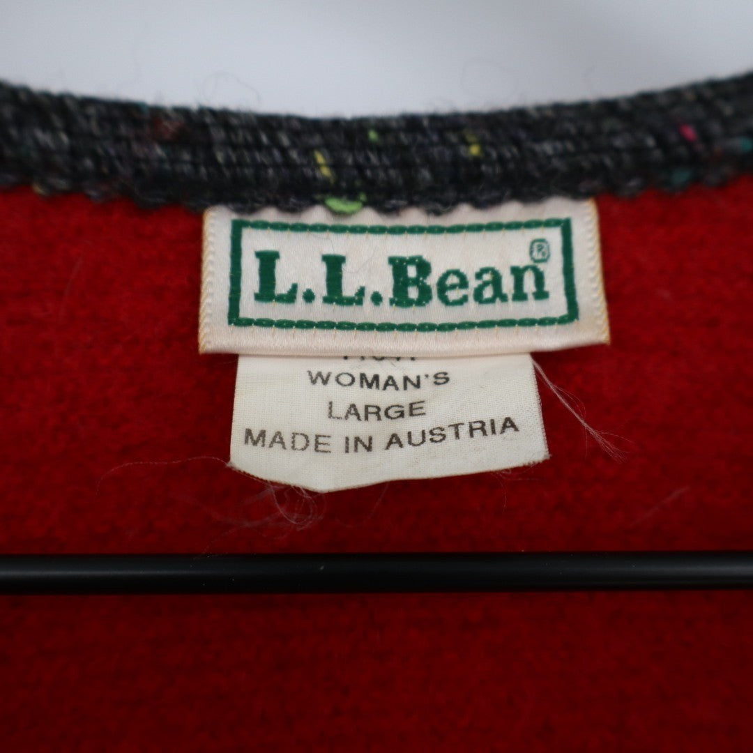 L.L.Bean Cardigan Sweater Womens Large Red Knit Pockets Round Neck Long Sleeve