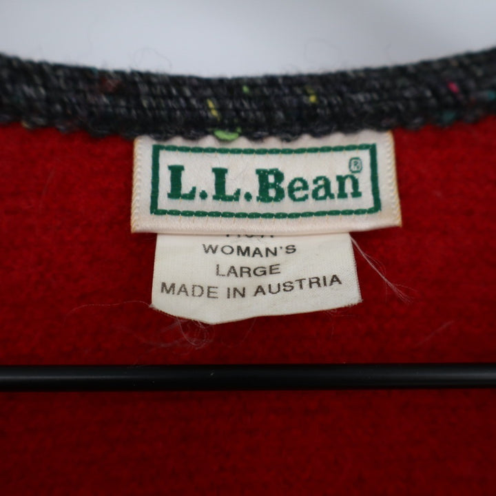 L.L.Bean Cardigan Sweater Womens Large Red Knit Pockets Round Neck Long Sleeve