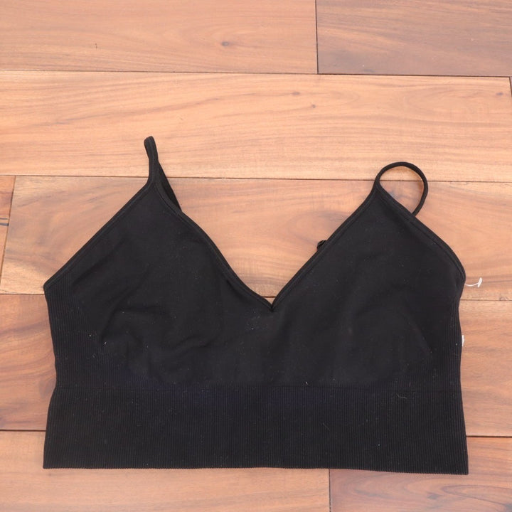 Gapbody Seamless Bralette Bra Womens XL Black Stretch V-Neck Adjustable Strap