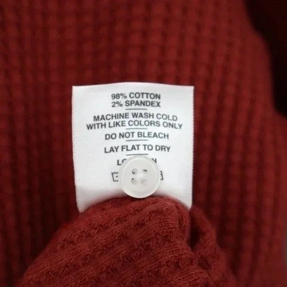 American Giant T-Shirt Mens M Zinfandel Cotton Stretch Waffle Knit Henley Neck