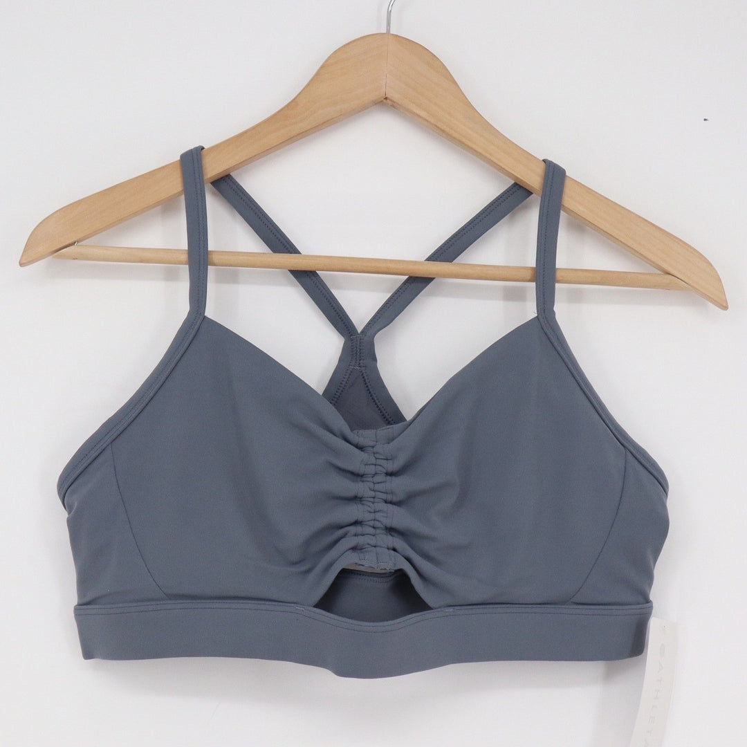 Athleta Vital Cinch Bra Slate Blue Grey Light Impact Sports Bra A-C Cup Large