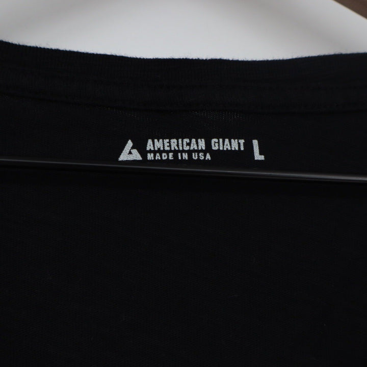 American Giant Womens Black V Neck T Shirt Size L Made in USA Basic Tee