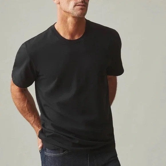American Giant Crew Tee Shirt Mens Large Black Jersey Cotton Regular Fit Casual