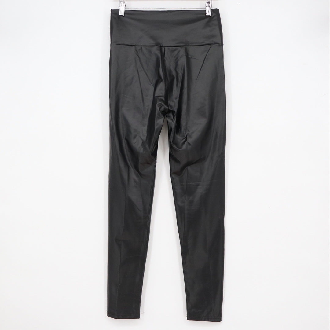 Black Faux Leather High Waisted Leggings Liquid Look Shiny Pants Large