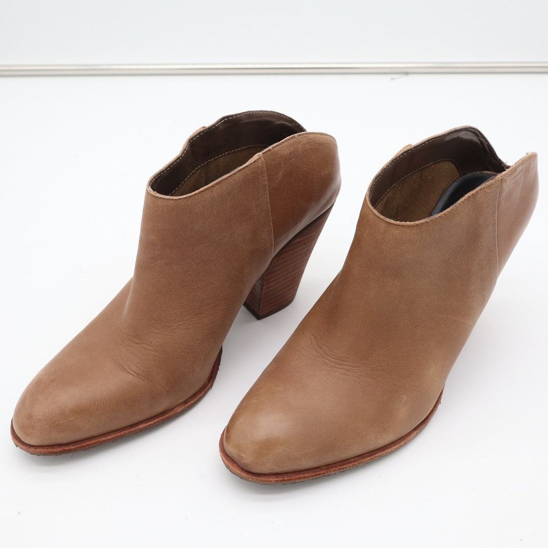 Dolce Vita Womens Tan Leather Stacked Block Heel Ankle Booties Size 8
