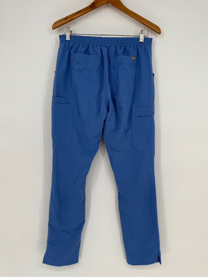 Figs Technical Collection Scrub Pants Womens Small Blue Logo Stretch Drawstring