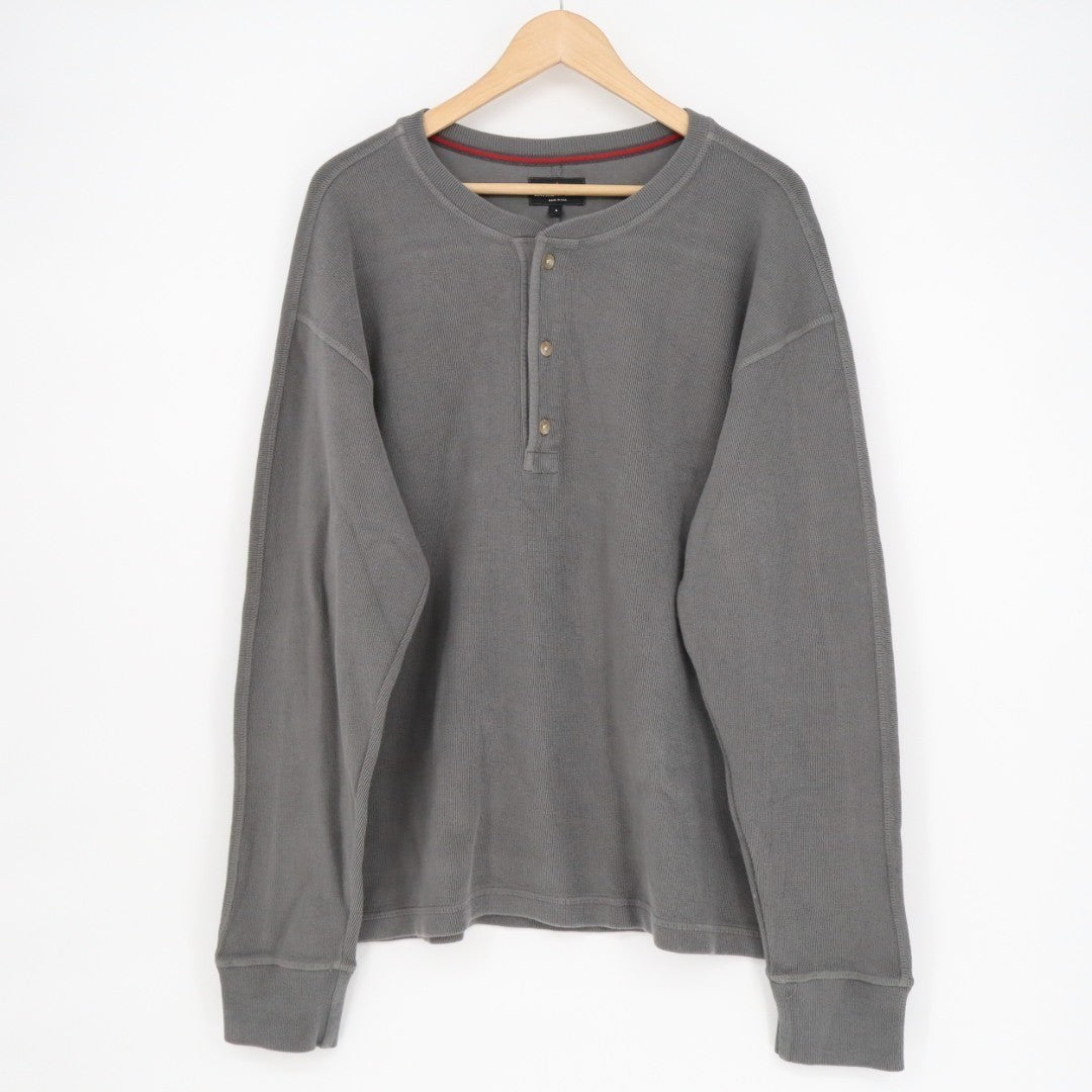 American Giant Henley Shirt Mens Large Gray Cotton Everyday Wear Drop Shoulder