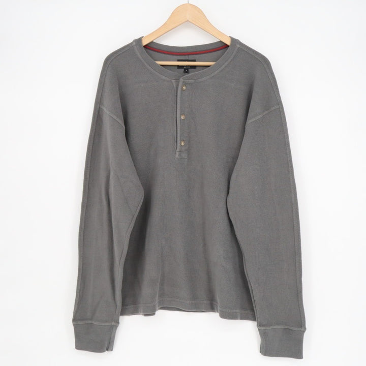 American Giant Henley Shirt Mens Large Gray Cotton Everyday Wear Drop Shoulder