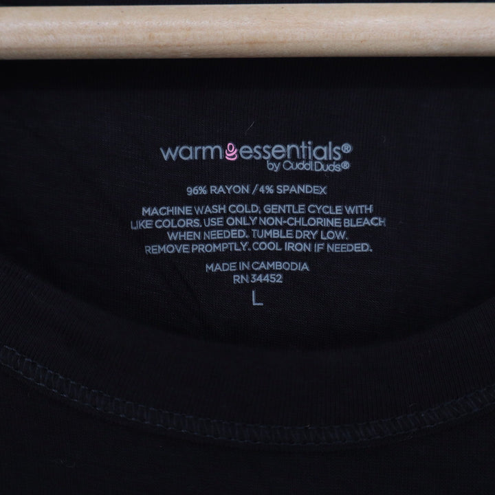 Warm Essentials by Cuddl Duds Womens Black Long Sleeve Base Layer Top Large L