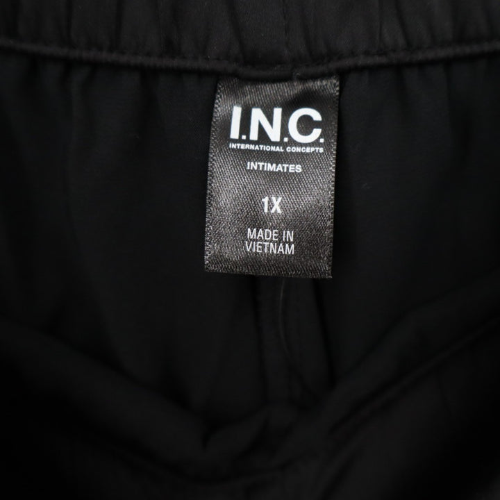 I.N.C International Concepts 2-PC Pajamas Set Womens 1X Black Stretch Sleepwear