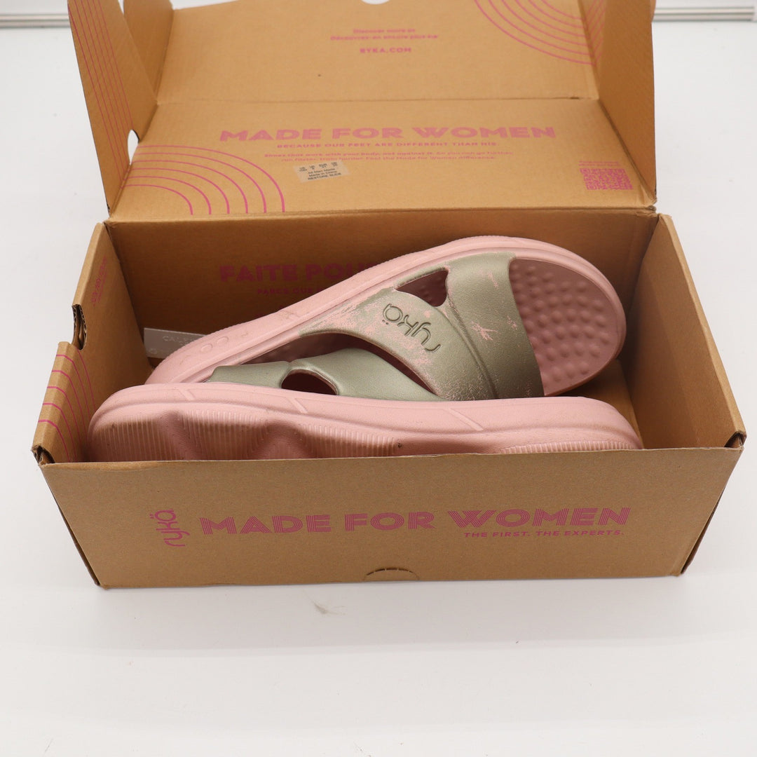Ryka Restore Slide Sandals Pink Sage Green Re-Zorb Lite Women Size 10