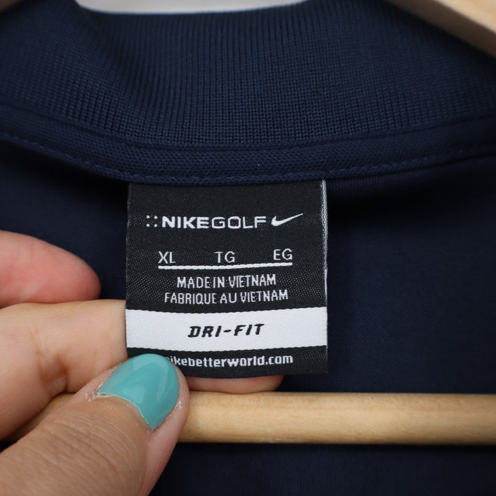 Nike Golf Dri Fit Polo Shirt Mens Navy Steel Quest Embroidered Short Sleeve