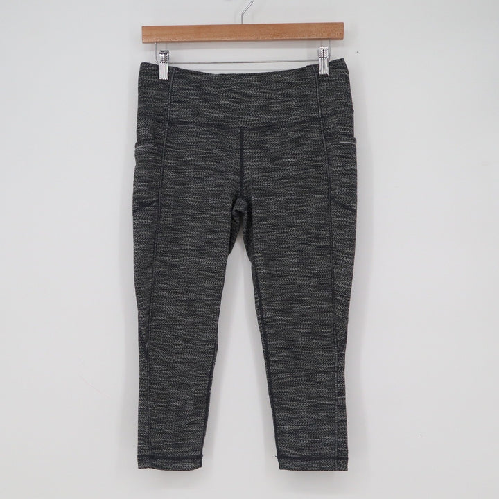Title Nine MPG Womens Medium Gray Space Dye Crop Athletic Leggings Pockets