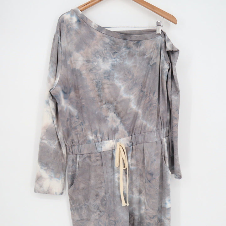 Tie Dye One Piece Jumpsuit Lounge Pajama Pants XL Grey Blue