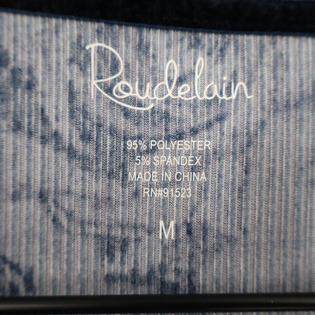 Roudelain Pajama Top Womens Medium Vintage Indigo Floral Print Stretch Ribbed