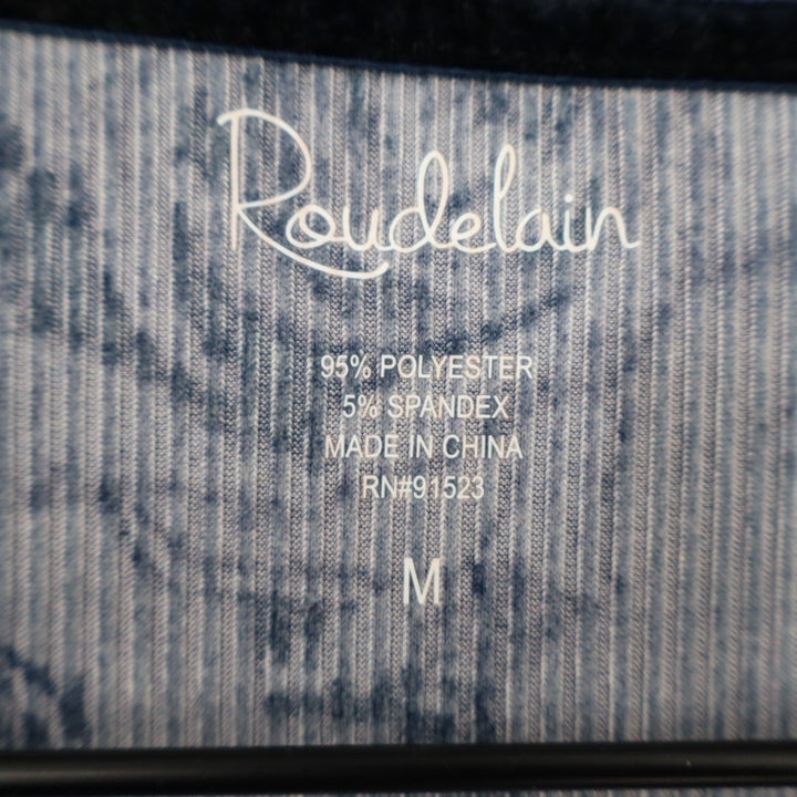 Roudelain Pajama Top Womens Medium Vintage Indigo Floral Print Stretch Ribbed