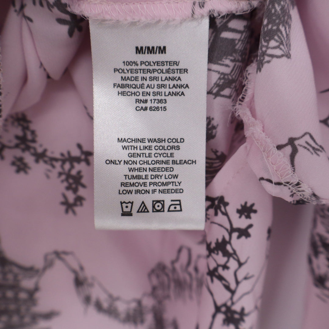 Shady Lady Pink Pagoda Toile Pajama Top Long Sleeve Sleep Shirt Size M