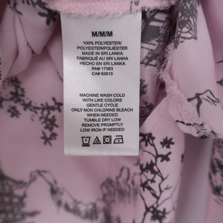 Shady Lady Pink Pagoda Toile Pajama Top Long Sleeve Sleep Shirt Size M