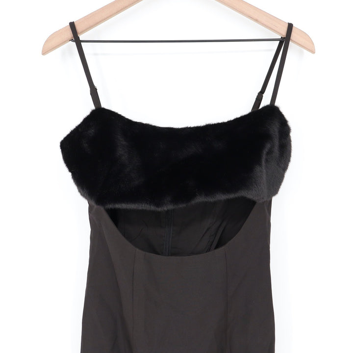 Naked Wardrobe Black Faux Fur Trim Front Cutout Mini Dress Small