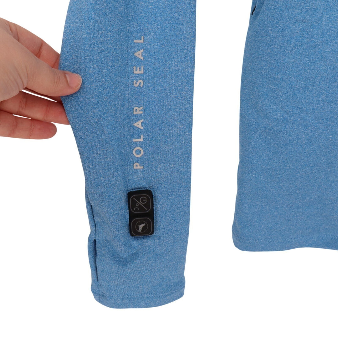 Polar Seal Heated Shirt Womens XL Alpine Blue 1/4 Zip Raglan Thumb Hole Sleeve