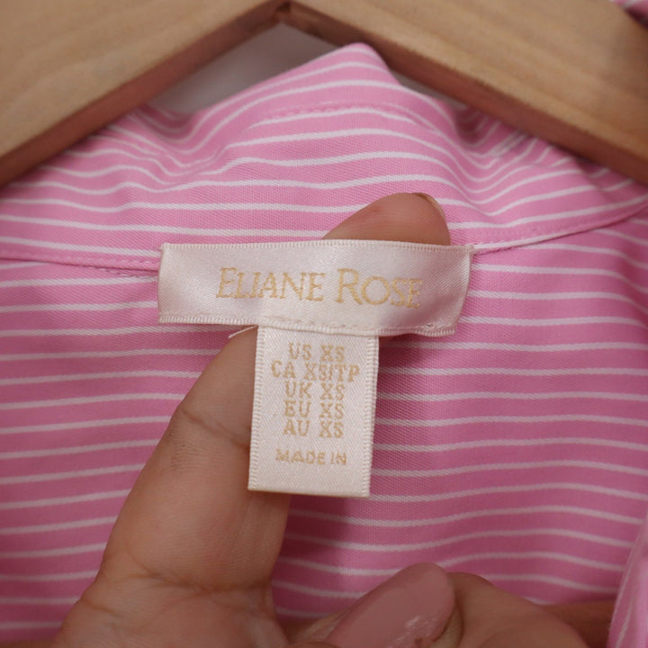 Eliane Rose Pink Pinstripe Button Down Shirt Womens XS Long Sleeve Collared Top