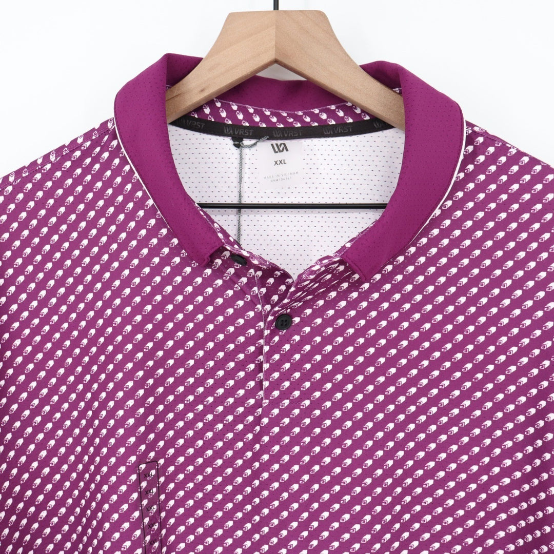 VRST Mens XXL Contrast Printed Golf Polo Black Cherry NWT