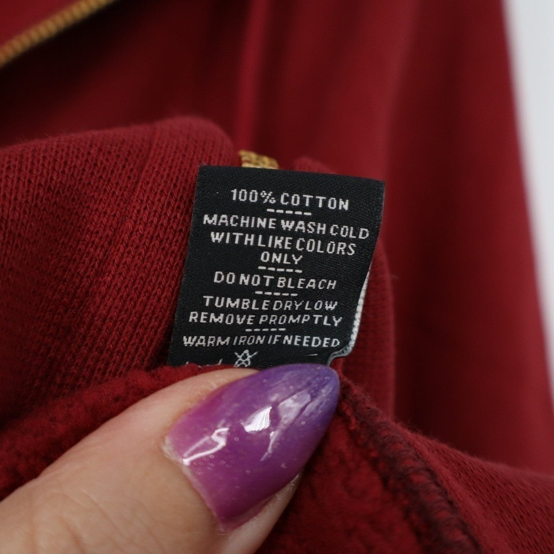 American Giant Hoodie Womens Large Red Fleece Lined Relaxed Classic Full Zip