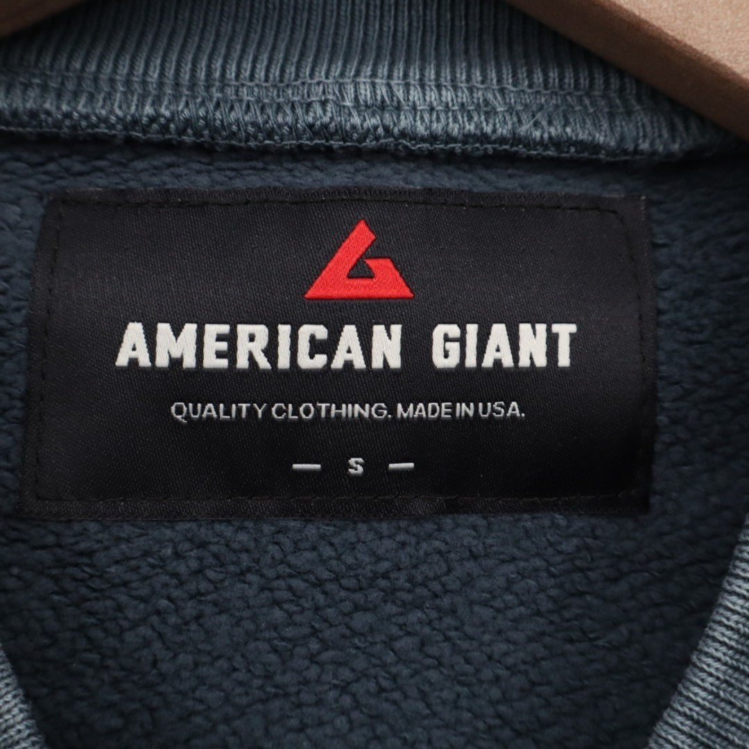 American Giant American Vintage Sweatshirt Unisex S Blue Crew Neck Long Sleeve