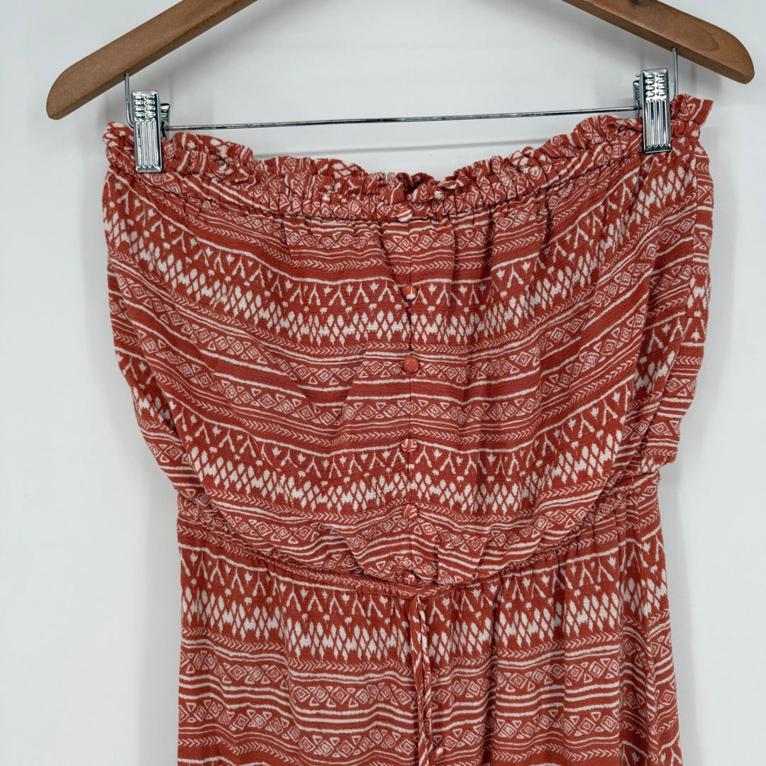 Main Strip Strapless Hi-Lo Maxi Dress Geometric Print Medium Boho