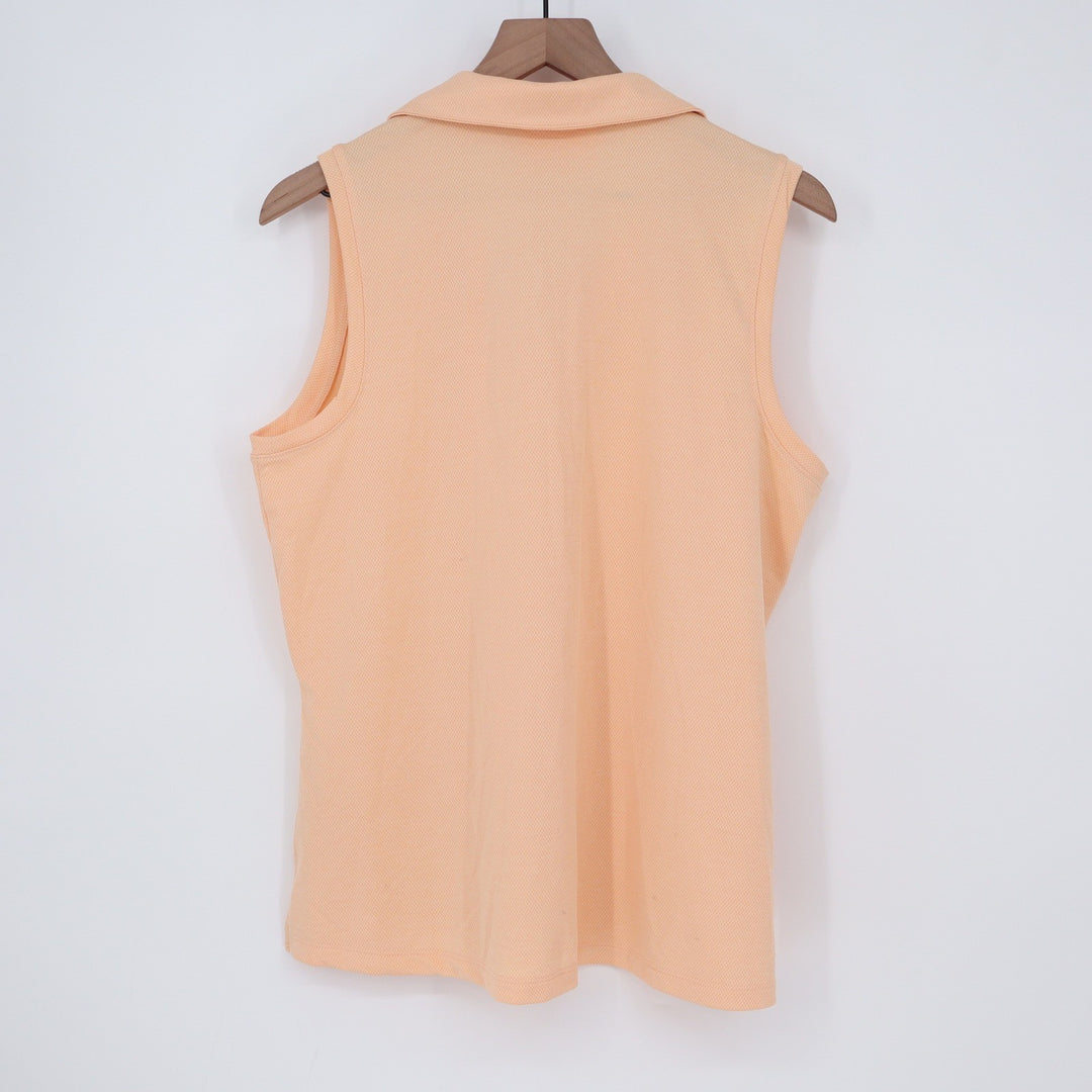 Walter Hagen Clubhouse Womens XL Peach Orange Sleeveless V-Neck Golf Polo Shirt
