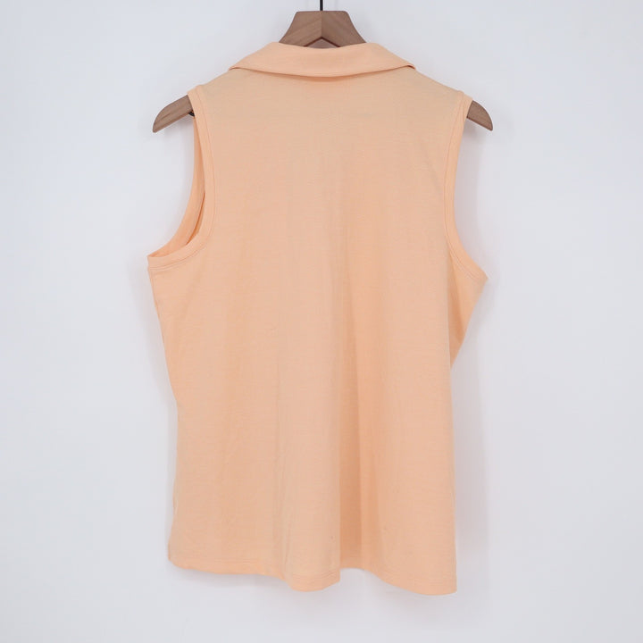 Walter Hagen Clubhouse Womens XL Peach Orange Sleeveless V-Neck Golf Polo Shirt