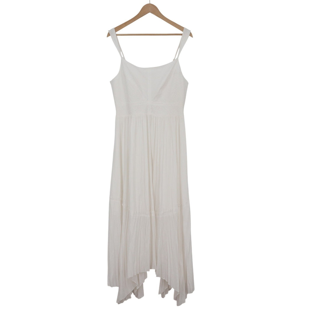 Ramy Brook Ivory August Dress Tiered Handkerchief Hem Smocked XL A04243018