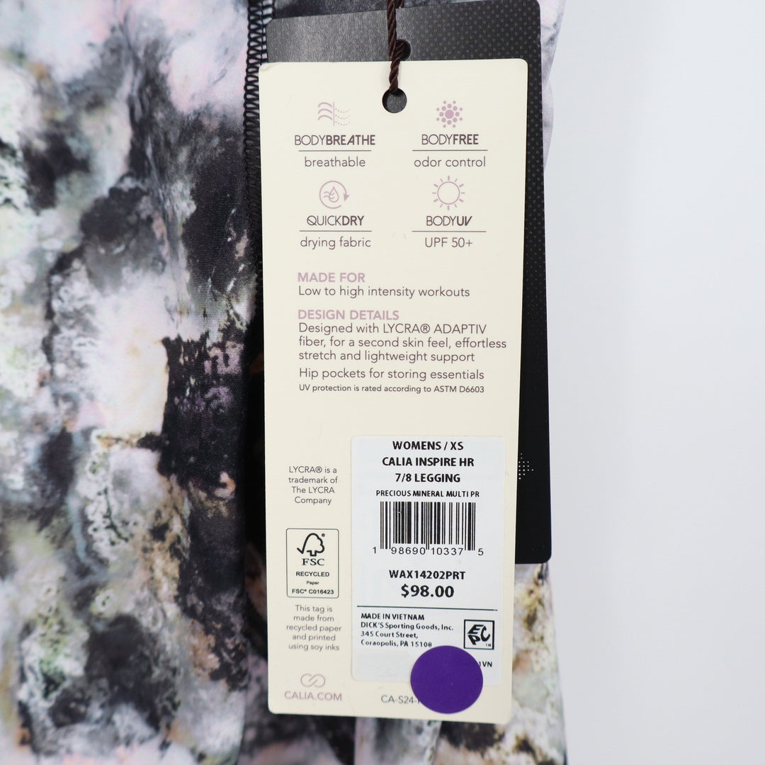 CALIA Inspire High Rise 7/8 Leggings Precious Mineral Multi XS NEW