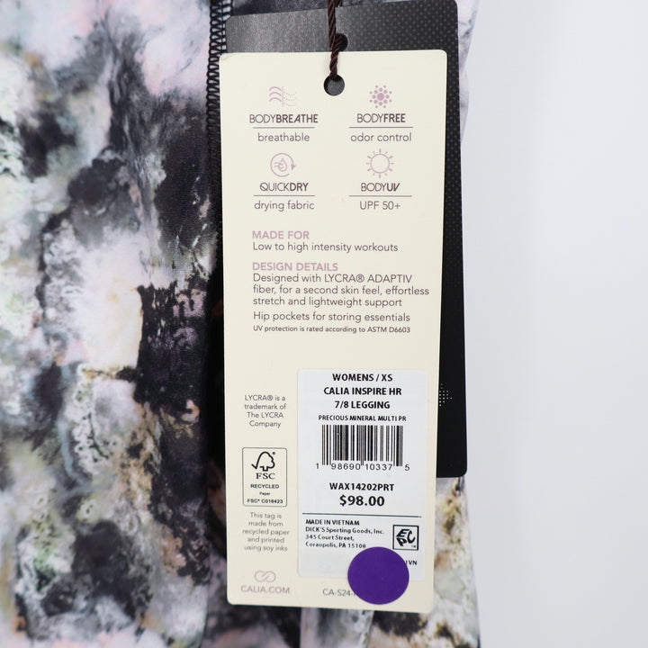 CALIA Inspire High Rise 7/8 Leggings Precious Mineral Multi XS NEW