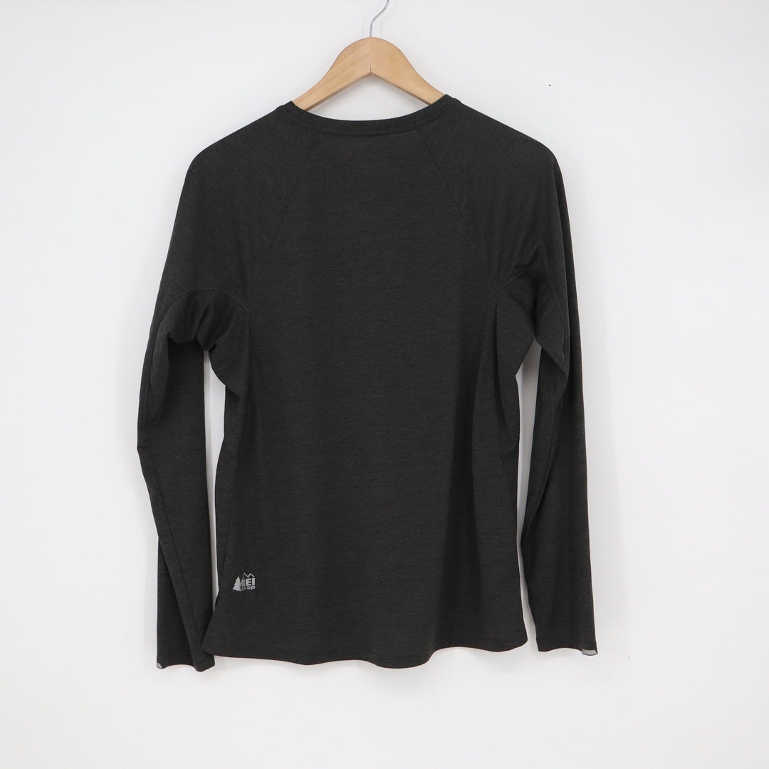 REI Co-op Mens Medium Dark Gray Heathered Raglan Long Sleeve Performance Shirt