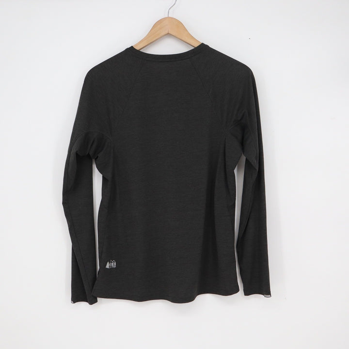 REI Co-op Mens Medium Dark Gray Heathered Raglan Long Sleeve Performance Shirt