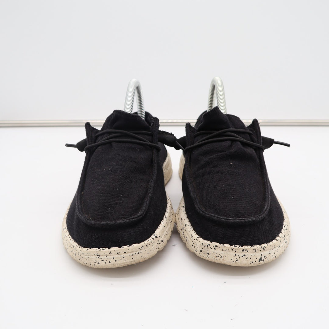 Hey Dude Wendy Womens US 7 Black White Moc Toe Slip On Casual Shoes