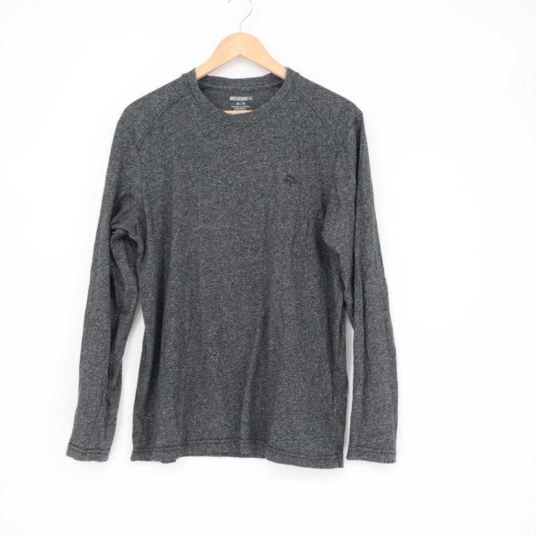 Wolverine Edge T-Shirt Men's Medium Charcoal Grey Cotton Long Sleeve Crew Neck