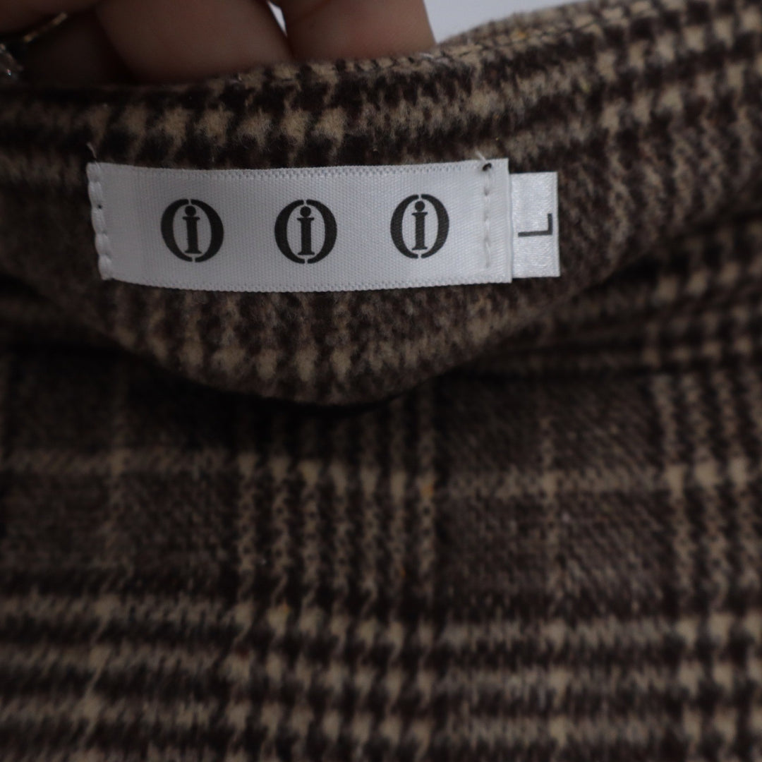 Cider Brown Plaid Wool Blend Mini Skirt L Glen Check A-Line